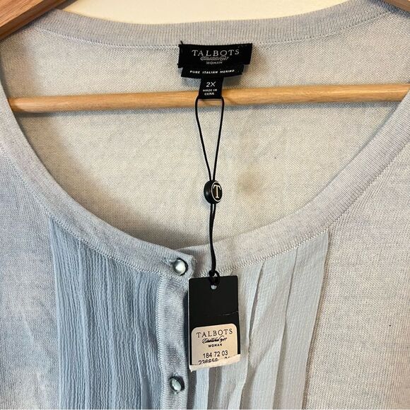 Talbots Italian Merino Wool Sweater Cardigan NEW Plus Size 2X Silk Trim - Picture 5 of 7